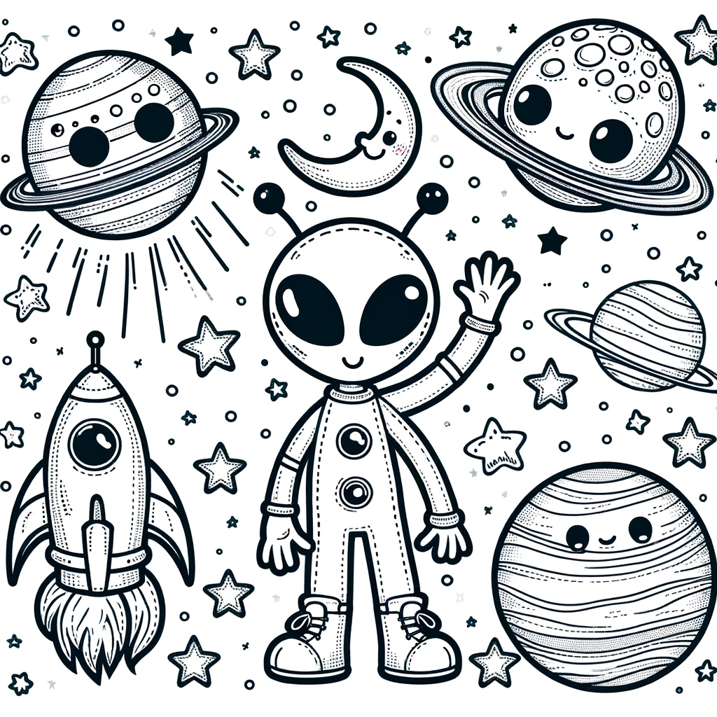 fun galaxy art coloring page