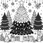 Coloring page of a beautiful Christmas tree